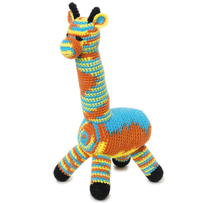Вязаная игрушка "Жирафик красно-сине-желтый" - Ручная авторская работа авторская работа Автор Светлана Турова инфо 6165j.