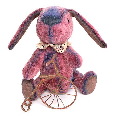 Авторская игрушка "Зайка с велосипедом" - Ручная работа порадует Ваших друзей и близких! инфо 6167j.