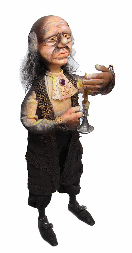 Авторская кукла "Старик со свечой" Ручная работа 1970 году Профессионально авторской инфо 6471j.