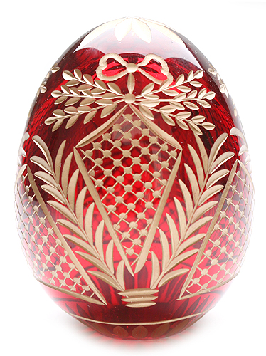 Яйцо "Художественный ромб" Рубиновое стекло, гравировка, бронзирование Ручная авторская работа Диаметр 6 см Сохранность отличная инфо 6516j.
