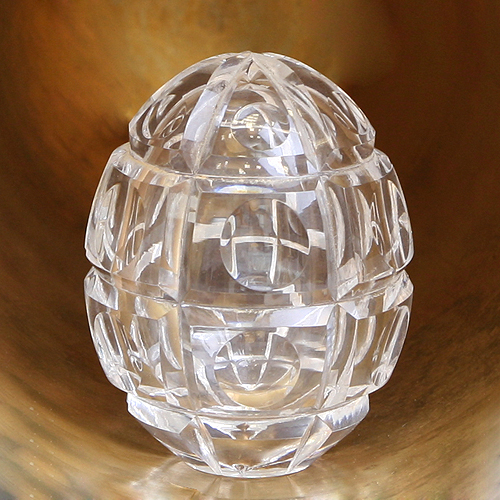 Яйцо пасхальное "Лимонка" Прозрачное стекло, гравировка Авторская ручная работа диаметр 5 см Сохранность отличная инфо 6528j.