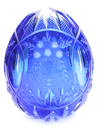 Яйцо "Букеты роз" (Синее стекло, гравировка - Ручная авторская работа) диаметр 7 см Сохранность отличная инфо 6538j.
