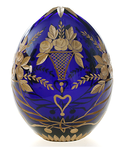 Яйцо "Ампир" (Стекло, гравировка, золочение - Ручная авторская работа) диаметр 7 см Сохранность отличная инфо 6547j.