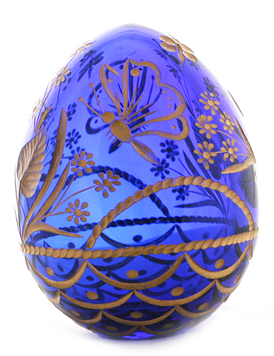 Яйцо "Бабочки" Кобальтовое стекло, гравировка, позолота Ручная авторская работа 5,5 см Сохранность очень хорошая инфо 6550j.