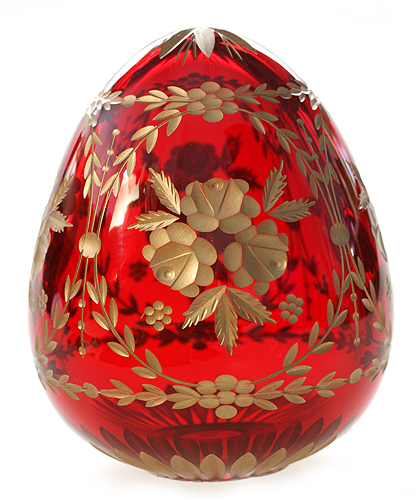 Яйцо "Летний венок" Рубиновое стекло, гравировка, позолота Ручная авторская работа диаметр 6,5 см Сохранность отличная инфо 6554j.