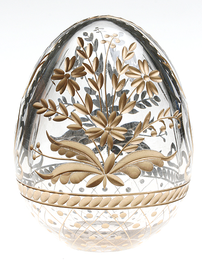 Яйцо "Полевые цветы" (Стекло, гравировка, золочение - Ручная авторская работа) диаметр 5,5 см Сохранность отличная инфо 6560j.