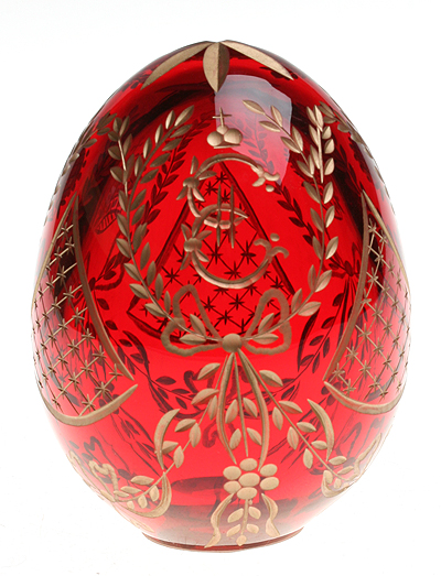 Яйцо с вензелем Екатерины II (Рубиновое стекло, гранение, позолота - Ручная авторская работа) Авторская работа MACGRAV 2008 г инфо 6563j.