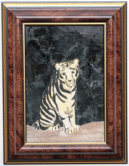 Картина из камня "Тигр" Лабрадорит, шунгит, яшма Ручная работа (в зависимости от наличия камня) инфо 9477j.