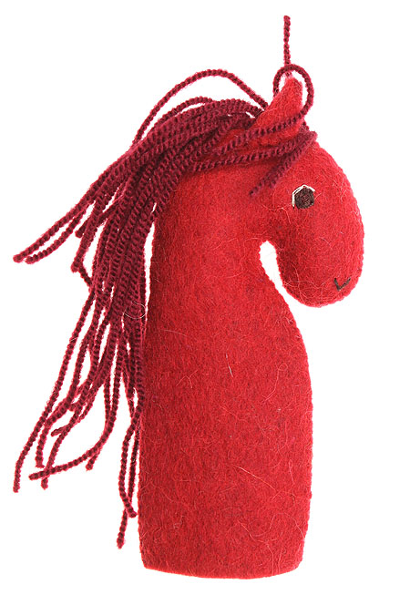 Авторская пальчиковая игрушка "Красная лошадка" Ручная работа помощью иглы или мыльного раствора инфо 1519a.