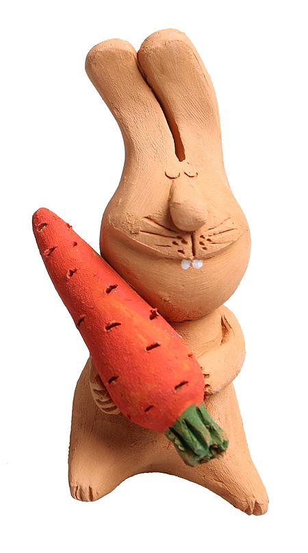 Статуэтка "Зайчик с морковкой" Керамика, роспись Авторская работа и никого не оставит равнодушными! инфо 13490b.