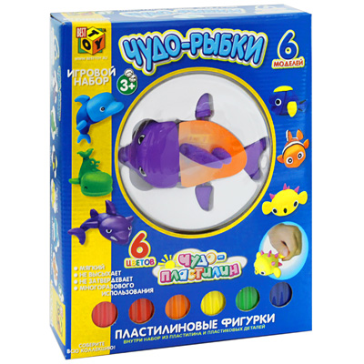 Игровой набор "Пластилиновые фигурки: Акула" разного цвета, 6 пластиковых деталей инфо 6096e.