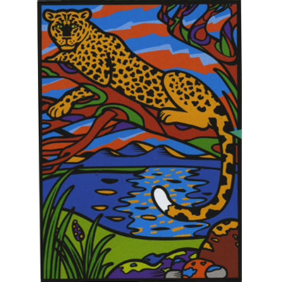 Бархатная раскраска "Ягуар" Состав 12 цветных фломастеров, раскраска инфо 6174e.