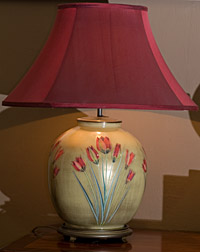 Дизайнерская лампа "Золото Тюльпана" (Стекло, роспись) Авторская работа лампа индивидуально выдувается и инфо 11458e.