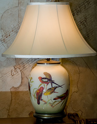 Дизайнерская лампа "Попугаи" (Стекло, роспись) Авторская работа лампа индивидуально выдувается и инфо 11463e.