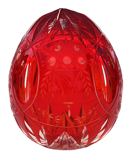 Яйцо "Букеты" Двухслойное стекло, гравировка, шлифовка Ручная авторская работа Диаметр 8 см Сохранность отличная инфо 11574e.