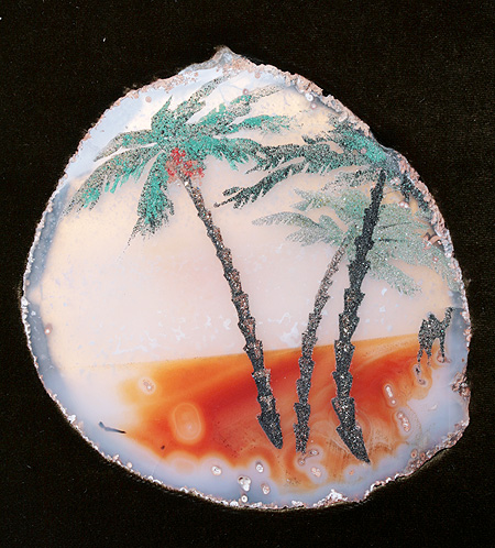 Картина из камня "Пальмы" (агат, амазонит, бирюза, лазурит, яшма) - Ручная работа (в зависимости от наличия камня) инфо 3464f.